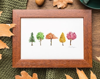 Watercolour painting, Little Trees - Print | 10 x 15 cm