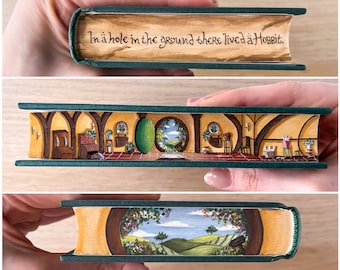 Made to order* The Hobbit fore-edge painting - "Inside the Hobbit Hole" original design