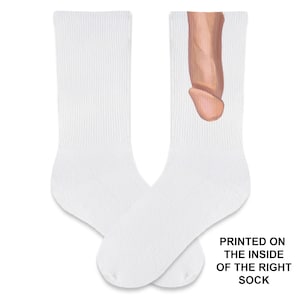 There are two options for the design placement on these penis socks. You can choose either the left or right inside of the sock. This image shows the penis on the right inside sock