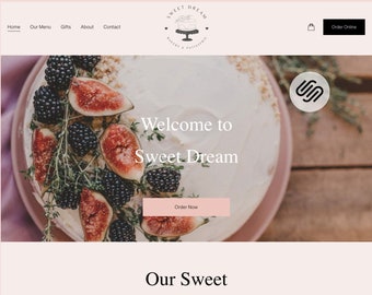 Pink Squarespace 7.1 Template, Website Design Small Business, Responsive Design for Creative Entrepreneurs, Food Service Website, Bakery