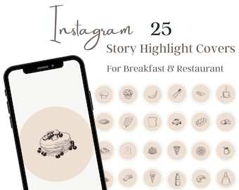Light Brown Instagram Story Highlight Icons Breakfast, food bloggers, food influencers, icon restaurant