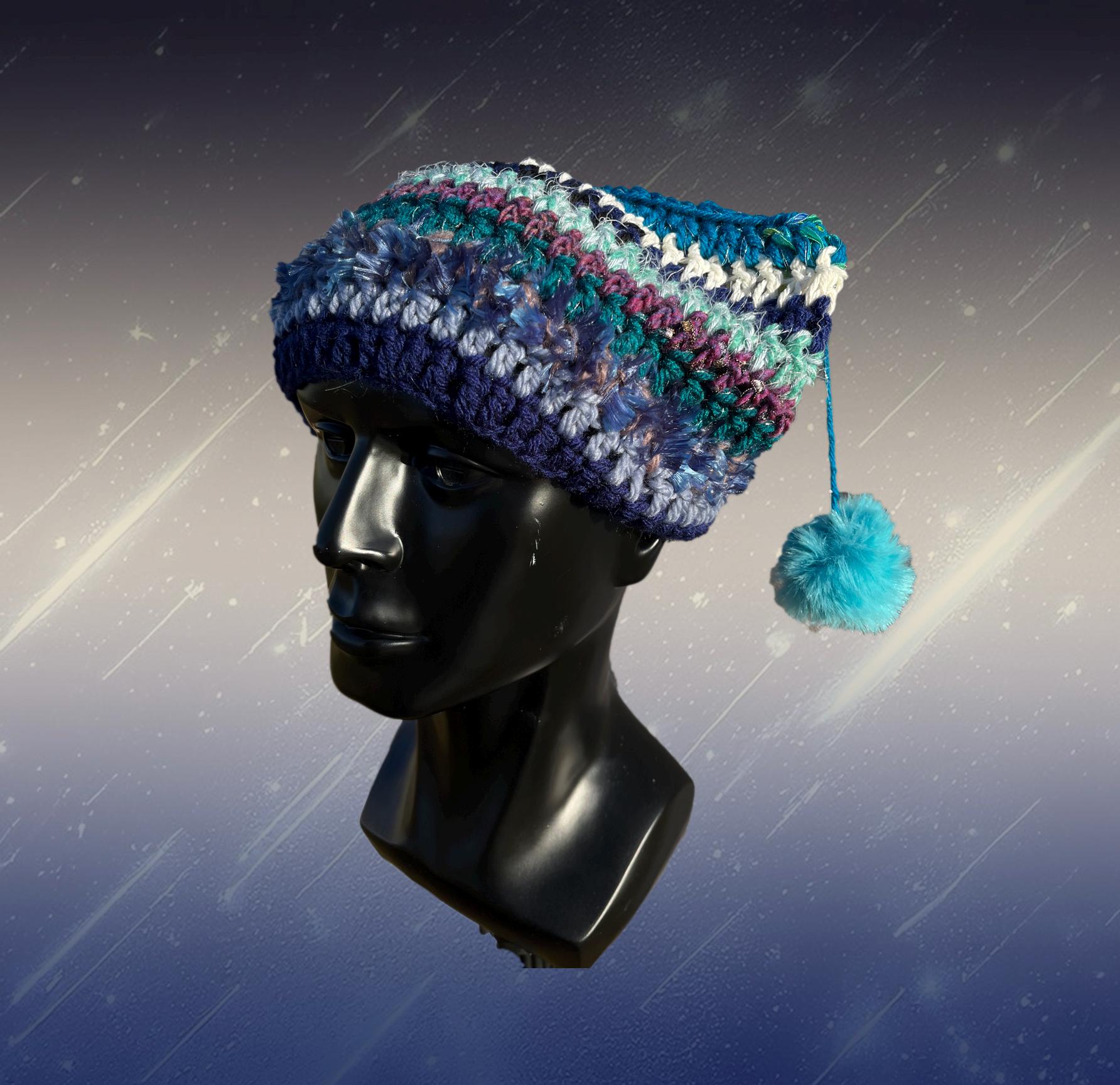 Vintage Patchwork Graffiti Print Cotton Slouchy Beanie Hat with Ties Patchwork Beanie Cotton - Etsy main image 2