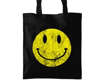 Acid Smile Face Tote Bag, Happy Face Bag, Smile Face Bag, Acid House Tote Bag, Cadeaus voor Muziek en Rave Liefhebbers
