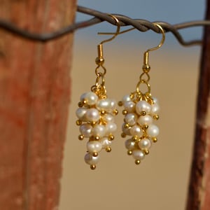 Freshwater Pearl Cluster Drop Earrings