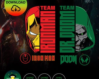 Team Doom vs Ironman  Vector | Stencil Cricut SVG, EPS & PNG file ready for download!!