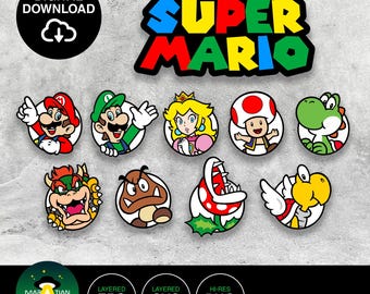 Mario World Vector | Decal | Stencil Cricut SVG, EPS & PNG file ready for download!!