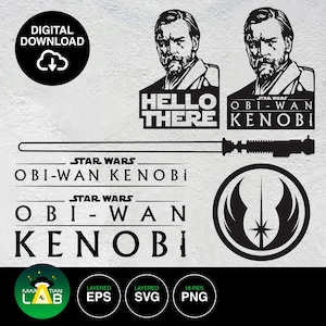 Obi Wan Kenobi Hallo dort Vektor | Aufkleber | Schablone Cricut SVG, EPS & PNG Datei zum Download bereit!!
