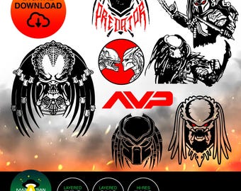 Predator Yautja Vector | Decal | Stencil Cricut SVG, EPS & PNG file ready for download!!