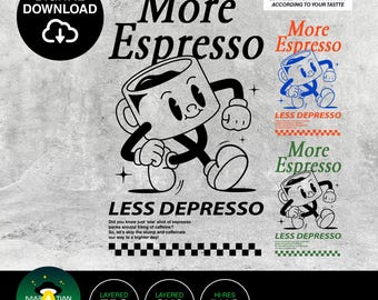 Espresso Coffee Vector | Decal | Stencil Cricut SVG, EPS & PNG file ready for download!!