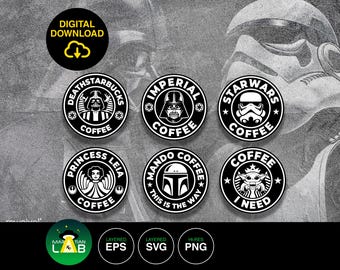Star Wars Coffee Logo Vector | Cricut Stencil, Decal (SVG, EPS, PNG Digital Download)