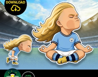 Erling Haaland Funny Cartoon Chibi | PNG file ready for download!!
