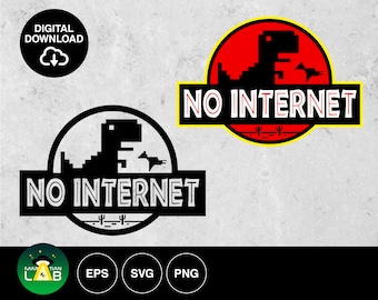 No Internet Jurassic Park Inspired Sticker Digital Download | Clipart | Vector ready with Cricut SVG, PNG & EPS file ready for download!!