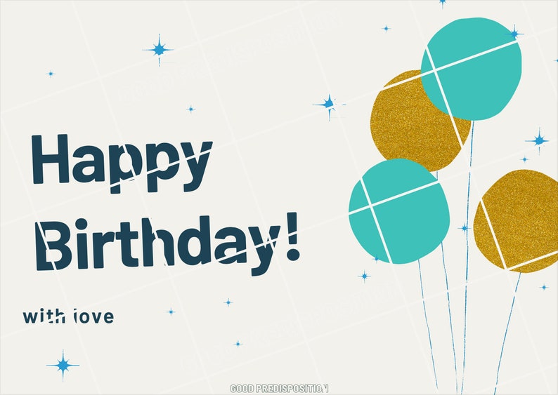 Printable Birthday Card PDF Horizontal Instant Download - Etsy