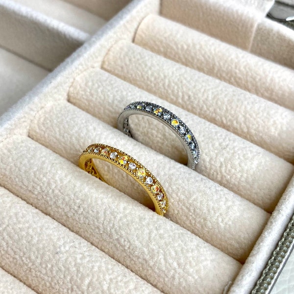 Sandrea ring, fine ring, multi stone, engagement ring, engagement, minimalist, zirconiums, stainless steel