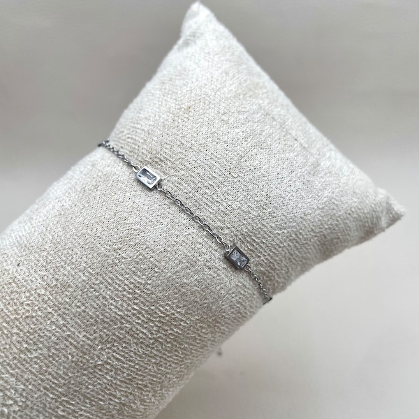 Bracelet strass, bracelet acier inoxydable et zirconium