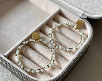 Boucle d’oreille rondes en perles, boucles longues, bijoux femme, qualité