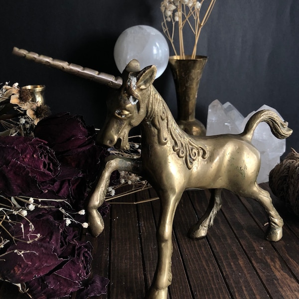 Vintage Einhorn - Einhorn aus Messing - Einhorn Figur - Einhorn - Vintage Messing - Boho Dekor - Messing Dekor - ätherisch - Märchenwesen