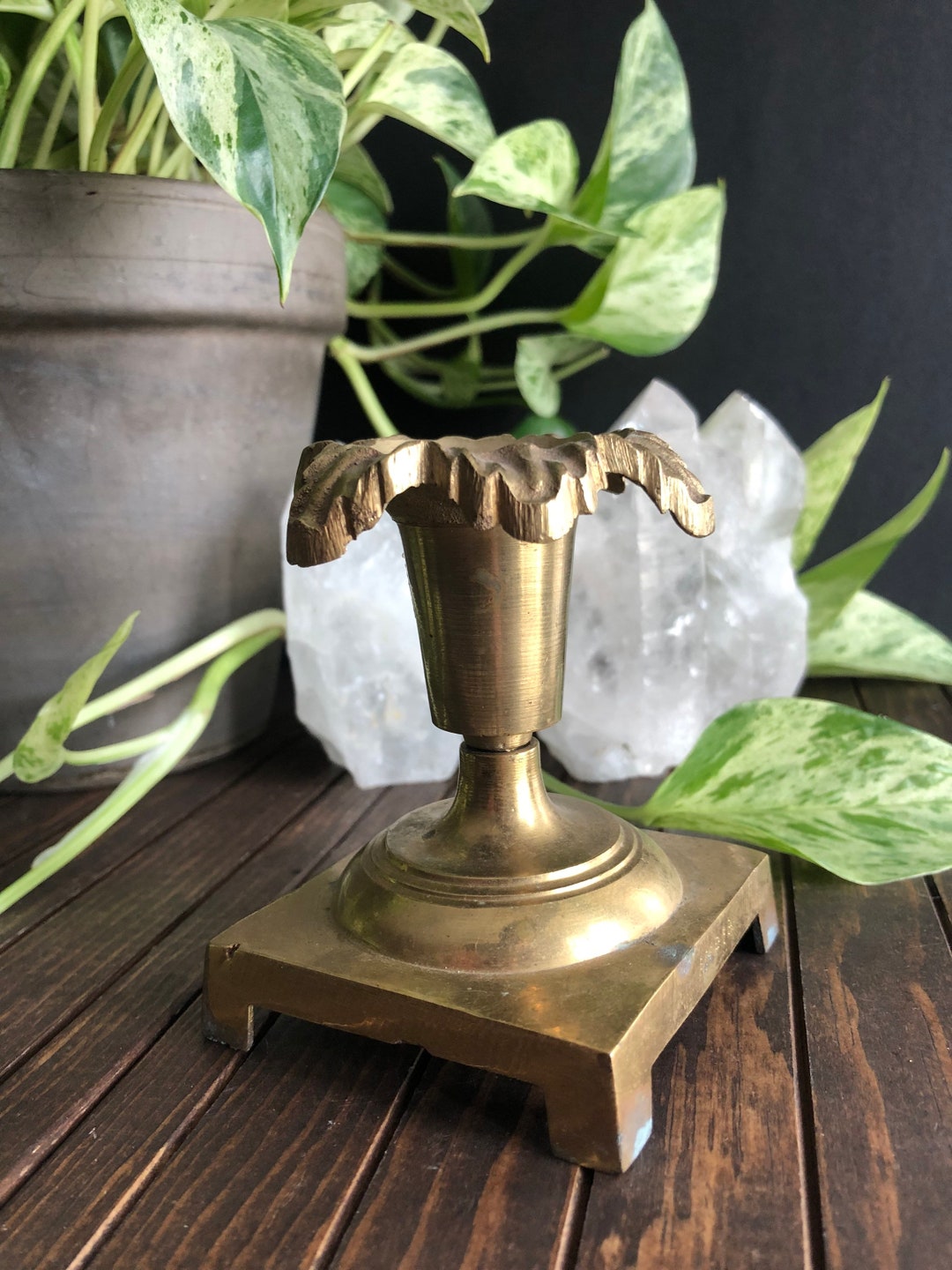 Vintage Brass Candlestick Holder Vintage Brass Flower Candle Holder