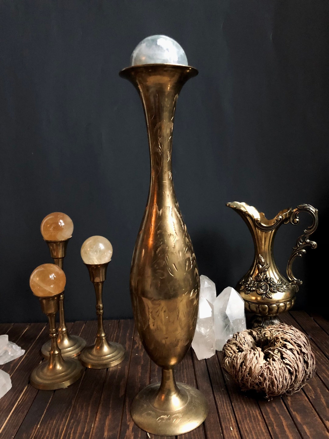 Vintage Brass Vase Tall Brass Vase Vintage Vase Etsy