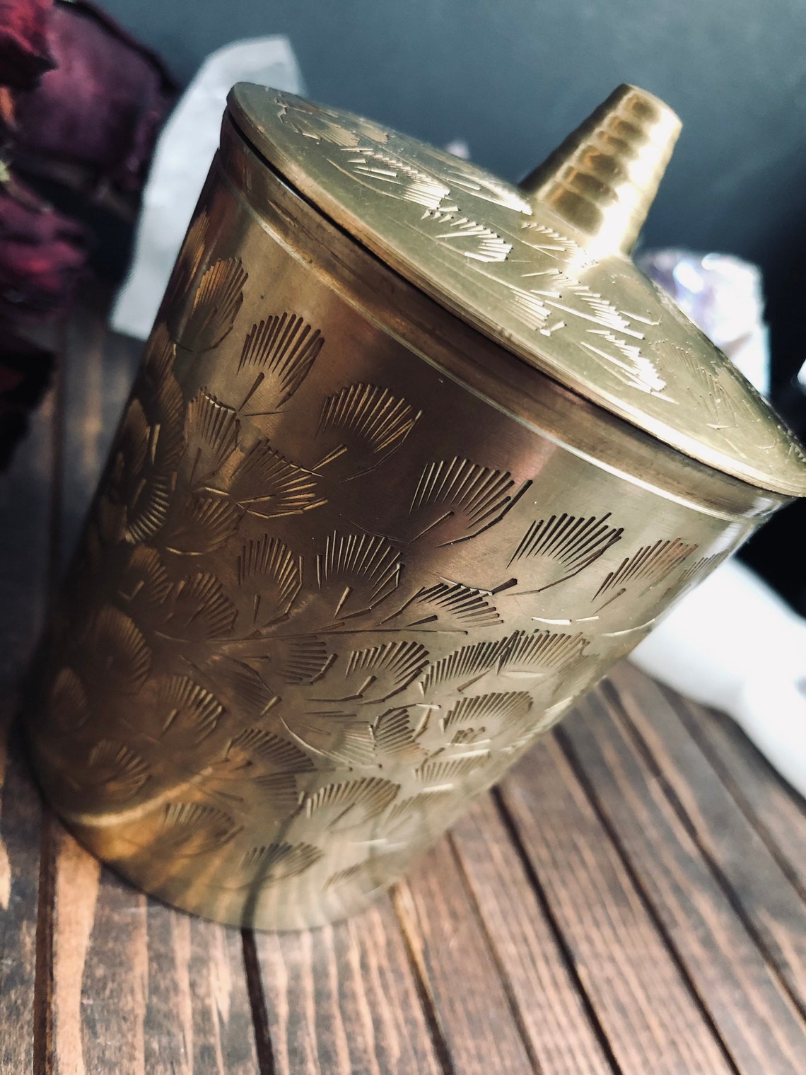 Vintage Brass Jar With Lid Brass Jar Vintage Brass Cookie Etsy