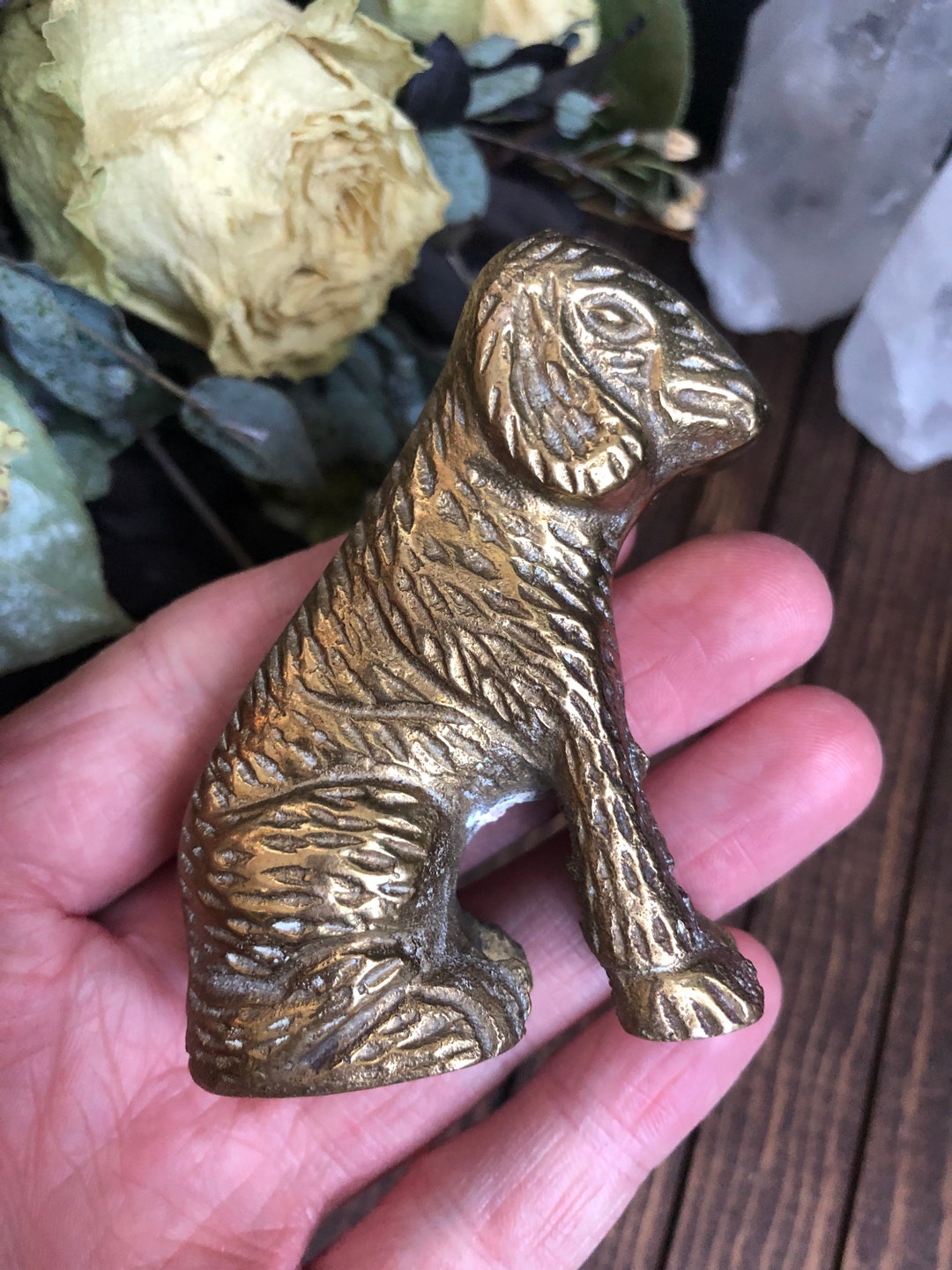 Vintage Brass Dog Statue Brass Hound Statue Vintage Brass Dog Figurine
