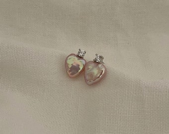 Pendientes corazón rosa