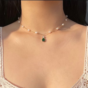 Ophelia choker with green zircon