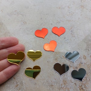 Hearts 10 pieces of acrylic glass 2.5 x 2 cm