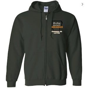 Arkansas Zip Up Hooded Sweatshirt | Arkansas Clothing | gifts for HIM OR HER