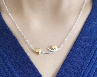 Snail Mushroom Necklace | Mushroom Charm Silver