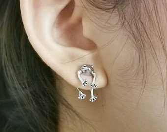 1 Pair Frog Earrings | Silver Frog Earrings | Fun Earrings Dangle