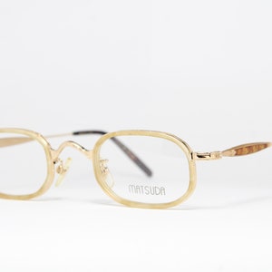MATSUDA 10403 44-24 PG Shiny Gold Rare Unique Vintage Steampunk Eyeglasses Glasses Lunettes Occhiali Bril Glasögon Gafas LSE09