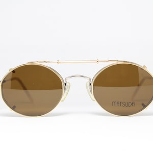 MATSUDA 10101 PW + golden Sun Clip Rare Unique True Vintage Steampunk Eyeglasses Frame Glasses Lunettes Occhiali Glasögon Gafas Bril LSE16