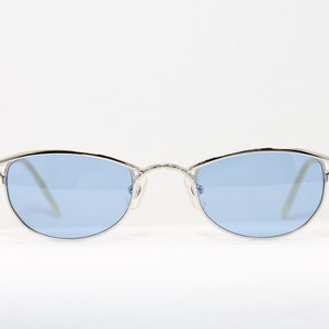 Small Blue Lens Shiny Silver MATSUDA 10119 PW 46-21 Rare True Vintage Steampunk Sunglasses Lunettes Occhiali Bril Glasögon Gafas LSE12