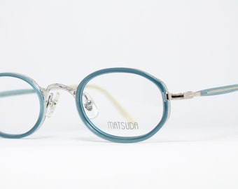 MATSUDA 10402 PW Silber-Blau Rare Unikat Original Vintage Steampunk Brille Lunettes Occhiali Bril Gafas Glasögon LSE02