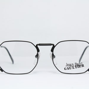 Cuadrado JEAN PAUL GAULTIER 55-8175 C3 Negro Raro Único Vintage Steampunk Gafas Marco Gafas ET01