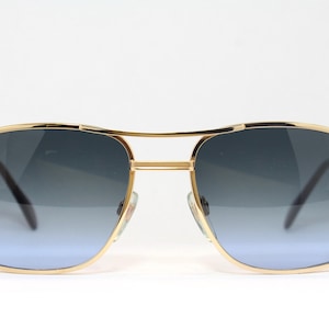 German Square 18K GP MENRAD 339 Blue Lens Rare Unique True Vintage Sunglasses Lunettes Occhiali Bril Solglasögon Gafas LSE12