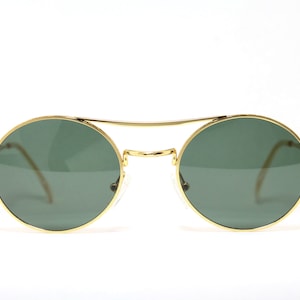 TAXI 24 C.01 Round Green Lens Gold Rare Unique Vintage Sunglasses Lunettes Occhiali Solglasögon Sole #LSE05