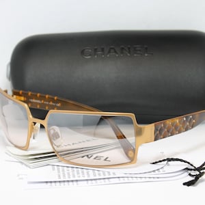 Crystal Quilted CHANEL 4103-B AC08185961 Rectangel Mirror Rare Original Vintage Sunglasses Lunettes Occhiali Bril Solglasögon Sole #LSE06