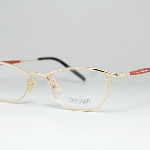Shiny Gold MATSUDA 10119 PG 46-21 Narrow Rare True Vintage Steampunk Eyeglasses Glasses Lunettes Occhiali Bril Glasögon Gafas LSE10