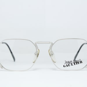 Square JEAN PAUL GAULTIER 55-8175 C1 Silver Rare Unique Vintage Steampunk Eyeglasses Frame Glasses ET01
