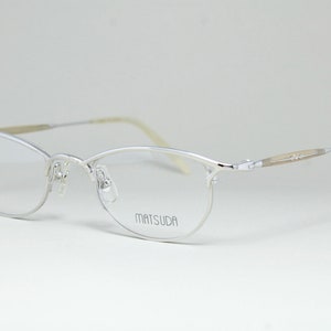Shiny Silver MATSUDA 10119 PW 46-21 Narrow Rare True Vintage Steampunk Eyeglasses Glasses Lunettes Occhiali Bril Glasögon Gafas LSE10
