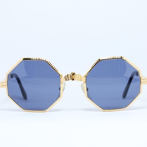 Shiny Gold SBF 214/248 12K Octagonal Blue Lenses Unique Rare True Vintage Sunglasses Lunettes Occhiali Bril Solglasögon Gafas LSE19
