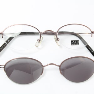 Oval Small MA-JI Masatomo M3-3001 C.12 with Sun-Clip Rare Unique Original Vintage Steampunk Eyeglasses Frame Glasses #ET01