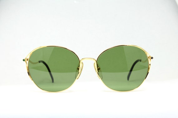 Oversized CD Logo CHRISTIAN DIOR 2328 45 Gold Green Lens Rare