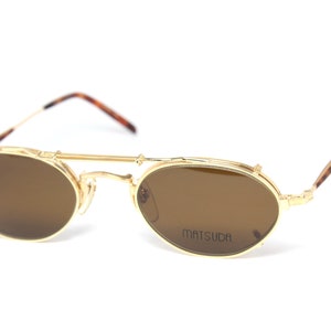 MATSUDA 10102 PG + Sun Clip Gold Rare Unique True Vintage Steampunk Eyeglasses Frame Glasses Lunettes Occhiali Glasögon Gafas Bril LSE14