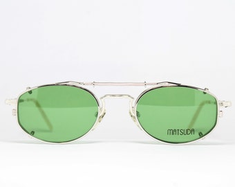 Sonnen Clip Steampunk MATSUDA 2868 SL 49-21 Silber Rare Unikat Original Vintage Brillengestell Brille Lunettes Bril Gafas Glasögon LSE21