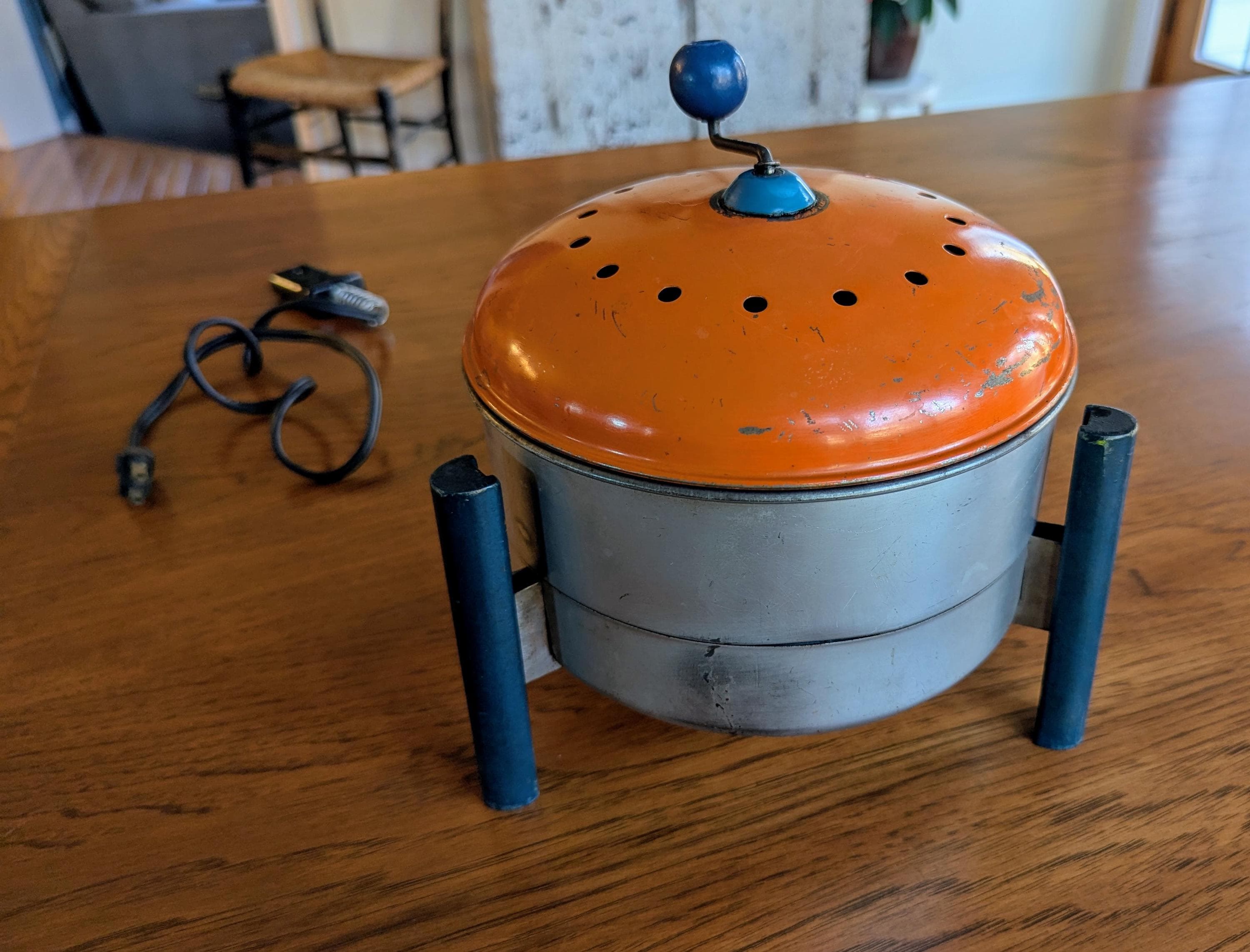 Vintage 1940-1950's KWIKWAY Popcorn Popper MCM Hand Crank Electric