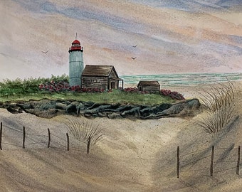 Rocky Shore Lighthouse Art Print