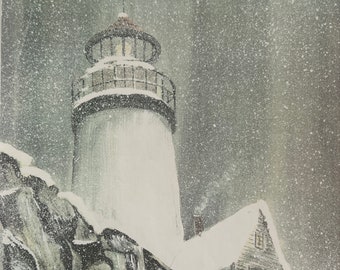 Winter Storm - Lighthouse Art Print